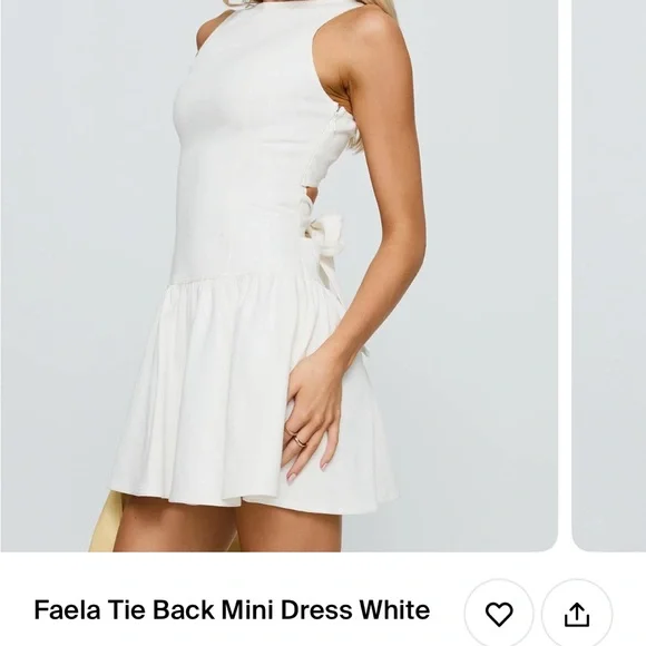 Princess Polly White Faela Tie Back Mini Dress - Picture 3 of 4